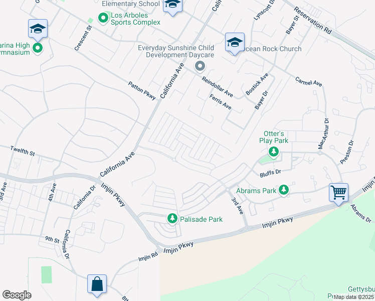 map of restaurants, bars, coffee shops, grocery stores, and more near 2999 Minaret Way in Marina