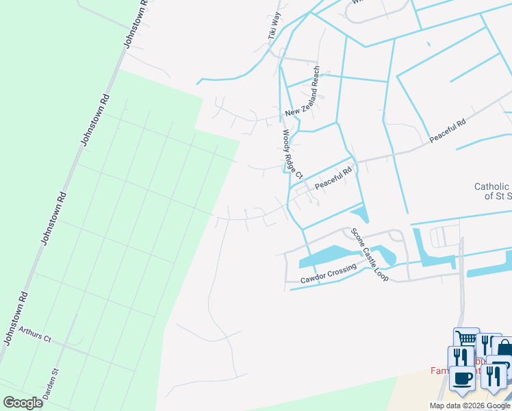 map of restaurants, bars, coffee shops, grocery stores, and more near 508 Peaceful Road in Chesapeake