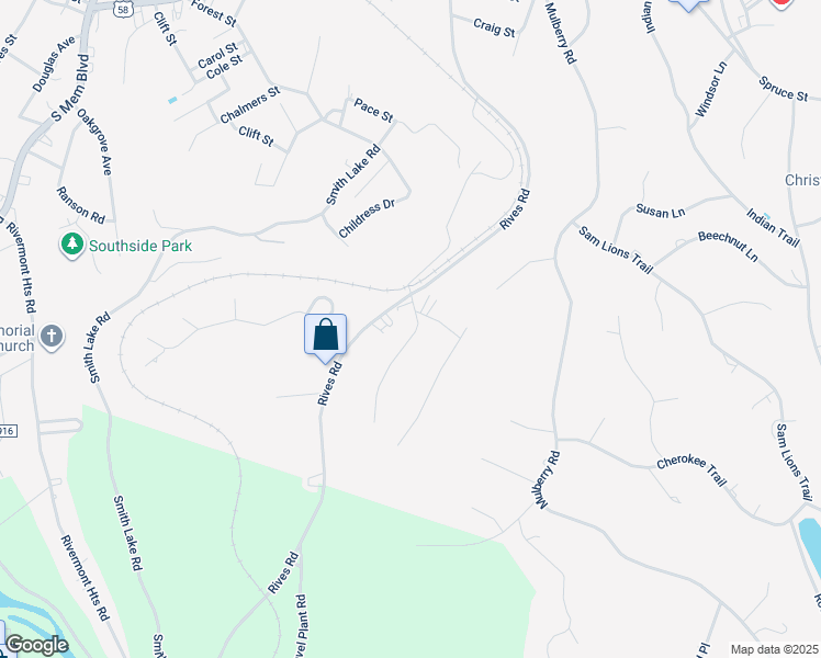 map of restaurants, bars, coffee shops, grocery stores, and more near 1100-1102 Drewry Road in Martinsville
