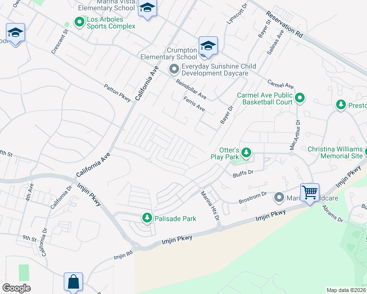 map of restaurants, bars, coffee shops, grocery stores, and more near 486 Jean Circle in Marina