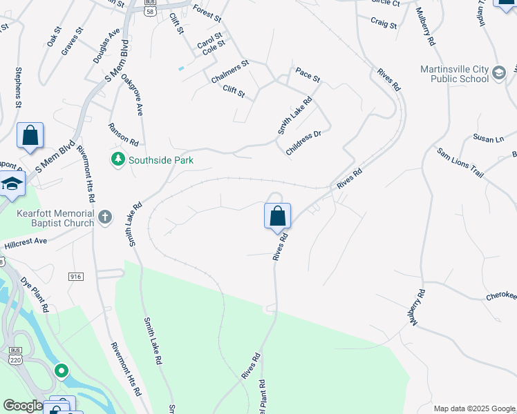 map of restaurants, bars, coffee shops, grocery stores, and more near 813 Forest Lake Drive in Martinsville