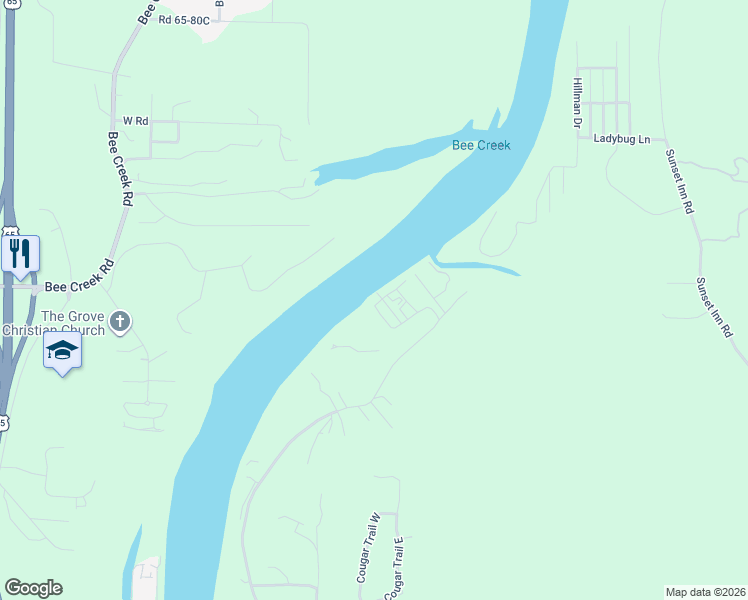 map of restaurants, bars, coffee shops, grocery stores, and more near 327 Valencia Road in Branson