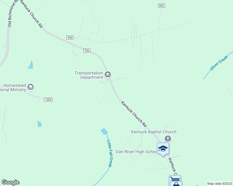 map of restaurants, bars, coffee shops, grocery stores, and more near 1261 Kentuck Church Road in Ringgold