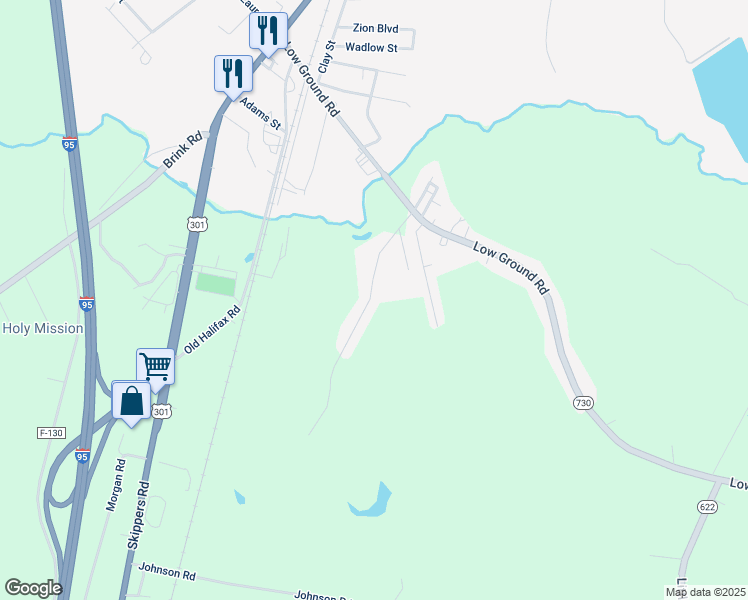 map of restaurants, bars, coffee shops, grocery stores, and more near 500 Batts Drive in Emporia