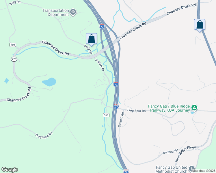 map of restaurants, bars, coffee shops, grocery stores, and more near State Road 778 in Fancy Gap