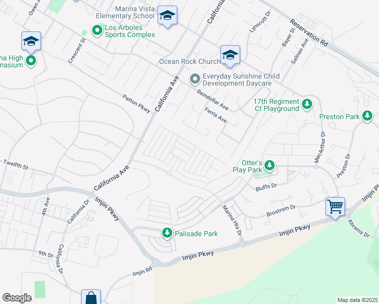 map of restaurants, bars, coffee shops, grocery stores, and more near 469 Weldon Way in Marina