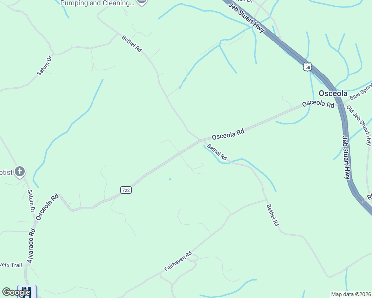 map of restaurants, bars, coffee shops, grocery stores, and more near County Road 722 in Abingdon