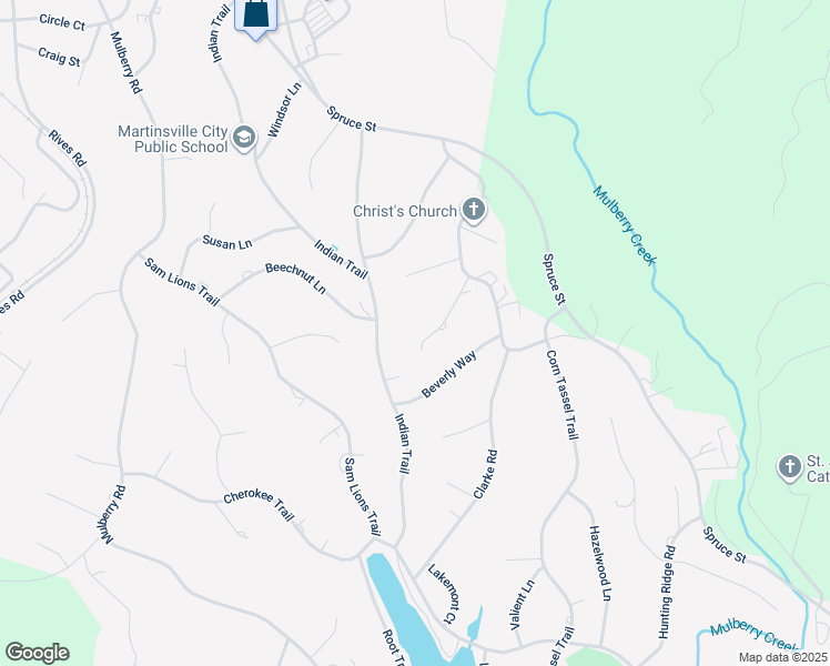 map of restaurants, bars, coffee shops, grocery stores, and more near 718 Druid Lane in Martinsville