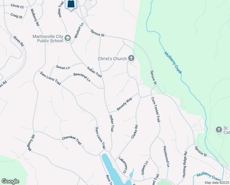 map of restaurants, bars, coffee shops, grocery stores, and more near 718 Druid Lane in Martinsville