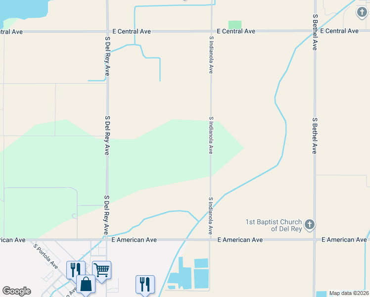 map of restaurants, bars, coffee shops, grocery stores, and more near 4489 S Indianola Ave in Del Rey