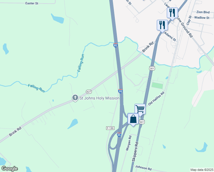 map of restaurants, bars, coffee shops, grocery stores, and more near 54 Saint John Street in Emporia