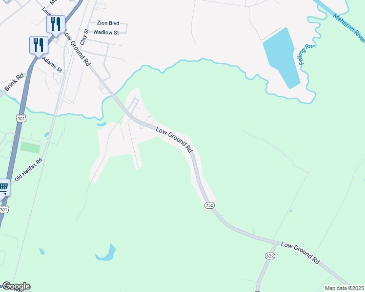 map of restaurants, bars, coffee shops, grocery stores, and more near 719 Low Ground Road in Emporia