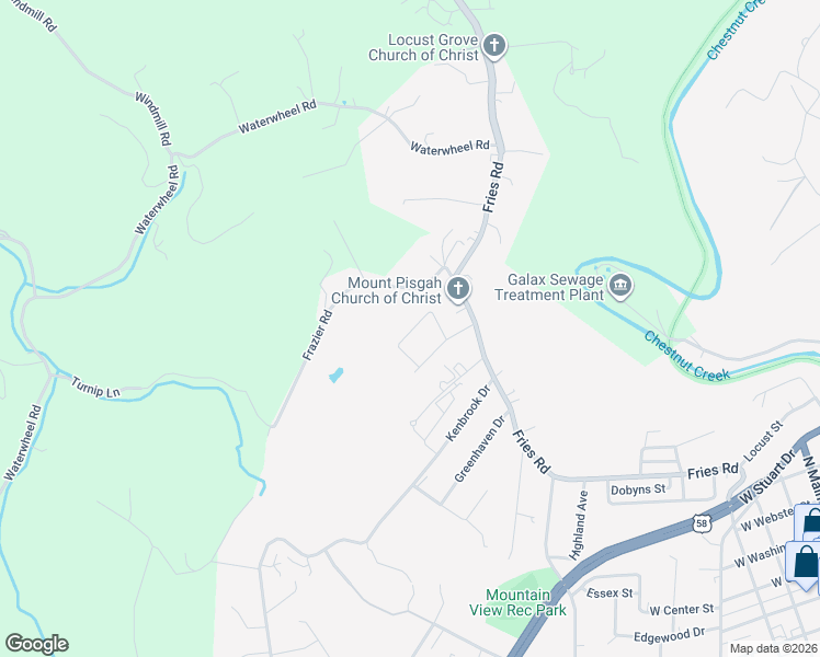 map of restaurants, bars, coffee shops, grocery stores, and more near 101 Moore Lane in Galax