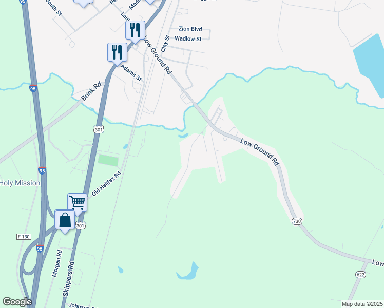 map of restaurants, bars, coffee shops, grocery stores, and more near 500 Batts Drive in Emporia