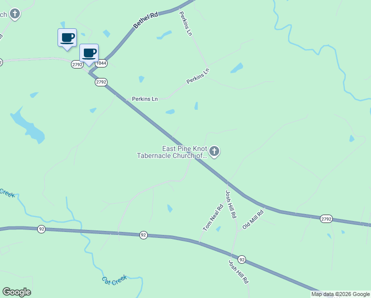 map of restaurants, bars, coffee shops, grocery stores, and more near State Highway 2792 in Pine Knot