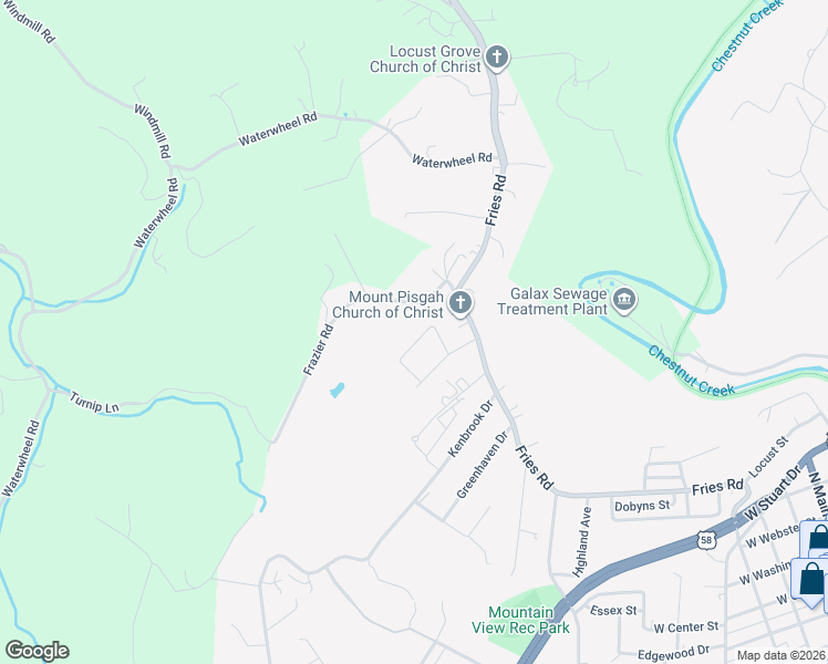 map of restaurants, bars, coffee shops, grocery stores, and more near 101 Moore Lane in Galax