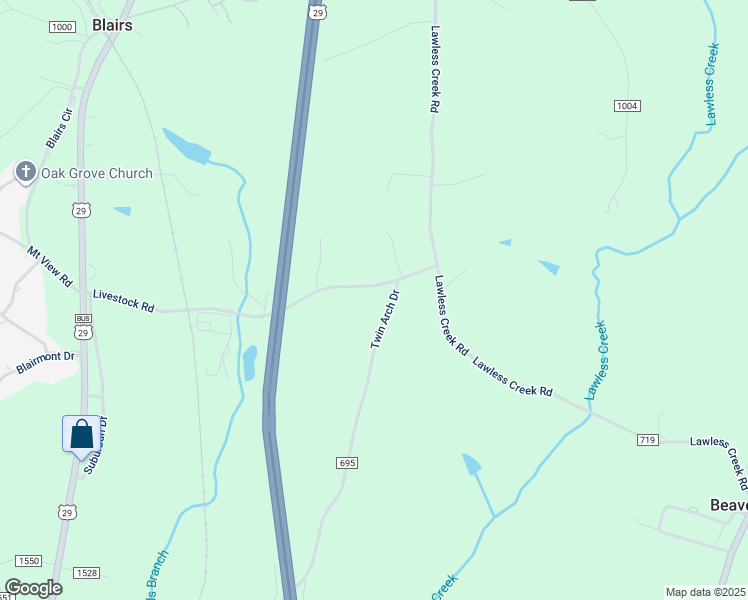 map of restaurants, bars, coffee shops, grocery stores, and more near 852 Livestock Road in Danville