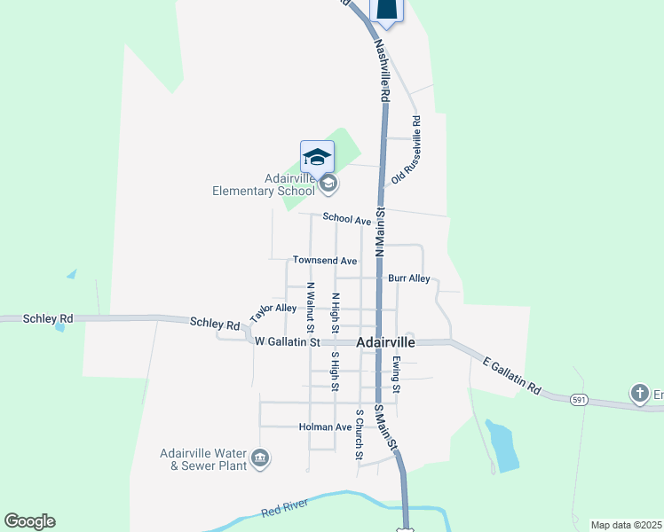 map of restaurants, bars, coffee shops, grocery stores, and more near 417a North High Street in Adairville