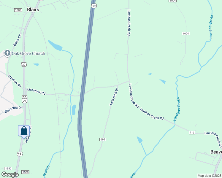 map of restaurants, bars, coffee shops, grocery stores, and more near 852 Livestock Road in Danville