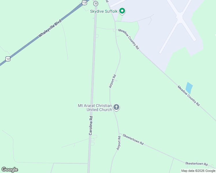 map of restaurants, bars, coffee shops, grocery stores, and more near 1771 Airport Road in Suffolk