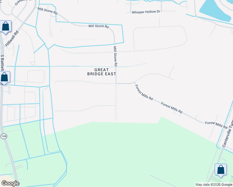map of restaurants, bars, coffee shops, grocery stores, and more near 428 Mill Stone Road in Chesapeake