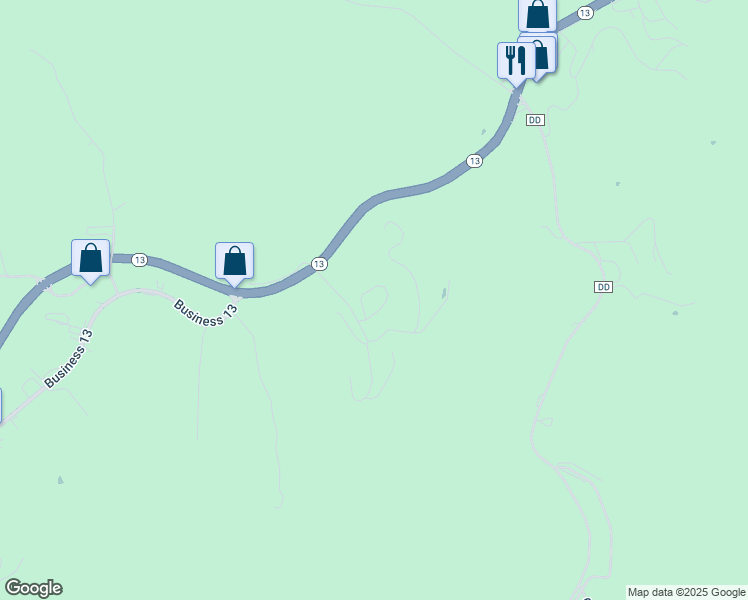 map of restaurants, bars, coffee shops, grocery stores, and more near 100-398 Pottsville Loop in Reeds Spring
