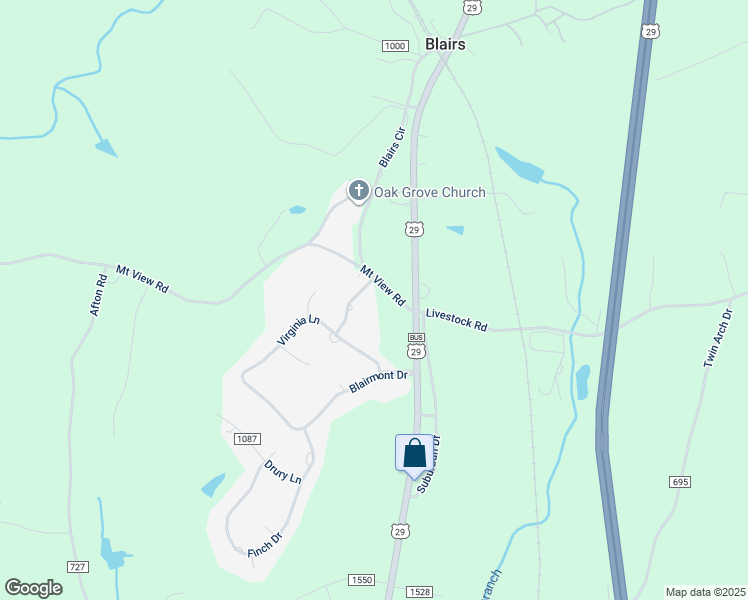 map of restaurants, bars, coffee shops, grocery stores, and more near 5244 Mount View Road in Danville