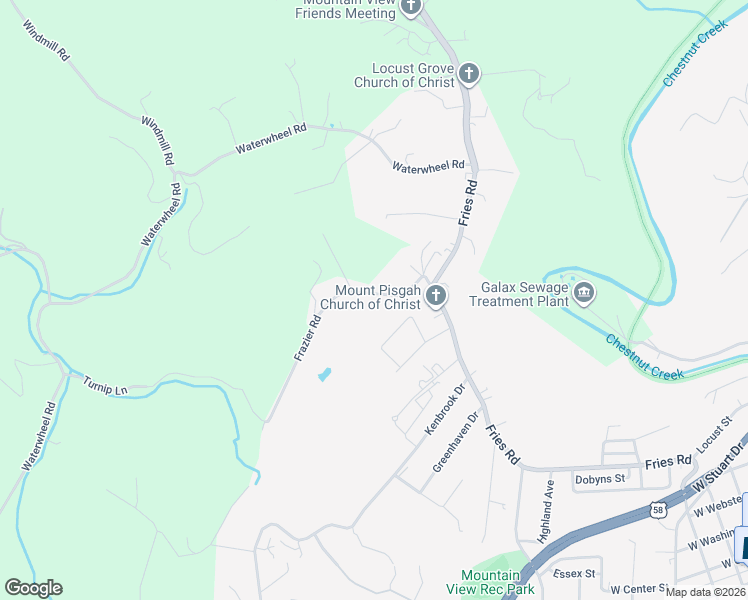 map of restaurants, bars, coffee shops, grocery stores, and more near 113 Frazier Road in Galax