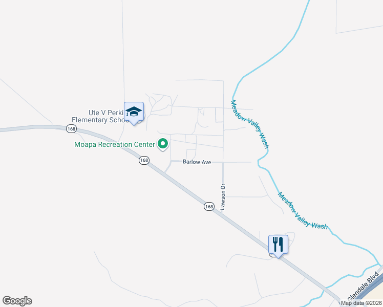 map of restaurants, bars, coffee shops, grocery stores, and more near 1464 Barlow Avenue in Moapa Valley