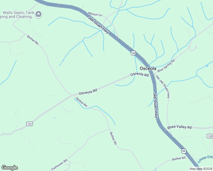 map of restaurants, bars, coffee shops, grocery stores, and more near County Road 722 in Abingdon