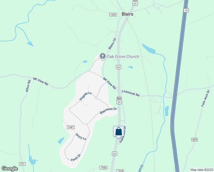 map of restaurants, bars, coffee shops, grocery stores, and more near 5244 Mount View Road in Danville