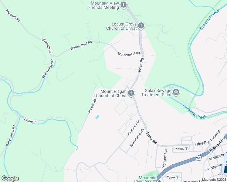 map of restaurants, bars, coffee shops, grocery stores, and more near 113 Frazier Road in Galax