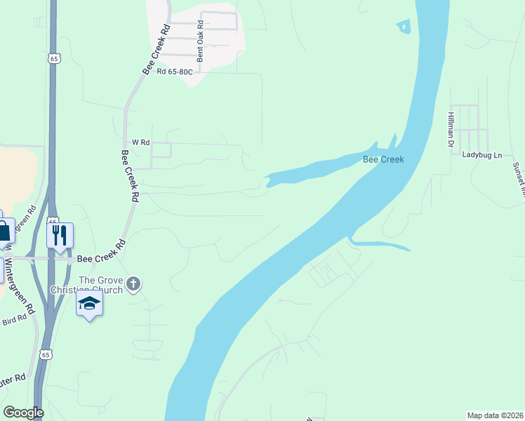 map of restaurants, bars, coffee shops, grocery stores, and more near 519 Cozy Ln in Branson