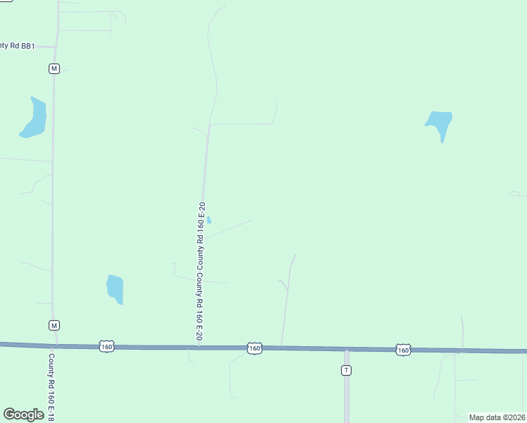 map of restaurants, bars, coffee shops, grocery stores, and more near County Road 160 E-20 in Fairdealing