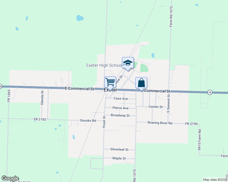 map of restaurants, bars, coffee shops, grocery stores, and more near 106 East Commercial Street in Exeter