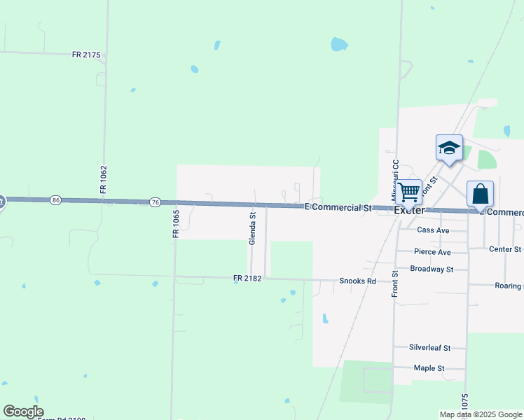 map of restaurants, bars, coffee shops, grocery stores, and more near 101-109 South Norma Street in Exeter
