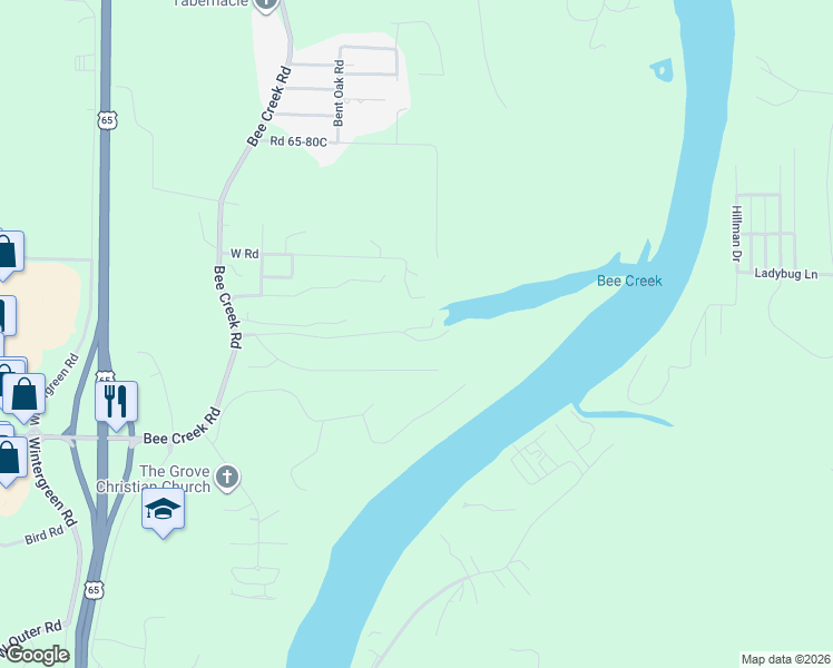 map of restaurants, bars, coffee shops, grocery stores, and more near 519 Cozy Lane in Branson