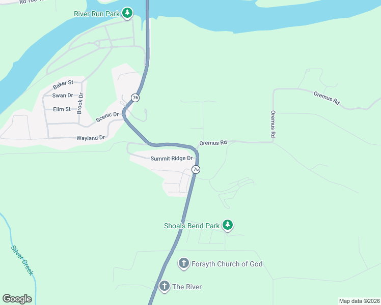 map of restaurants, bars, coffee shops, grocery stores, and more near 11048 Highway 76 in Powersite