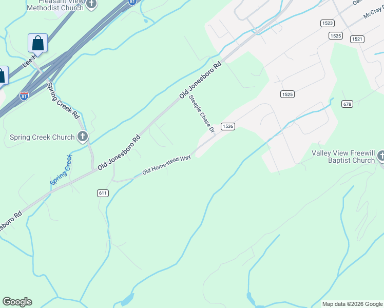 map of restaurants, bars, coffee shops, grocery stores, and more near 18749 Old Homestead Way in Abingdon