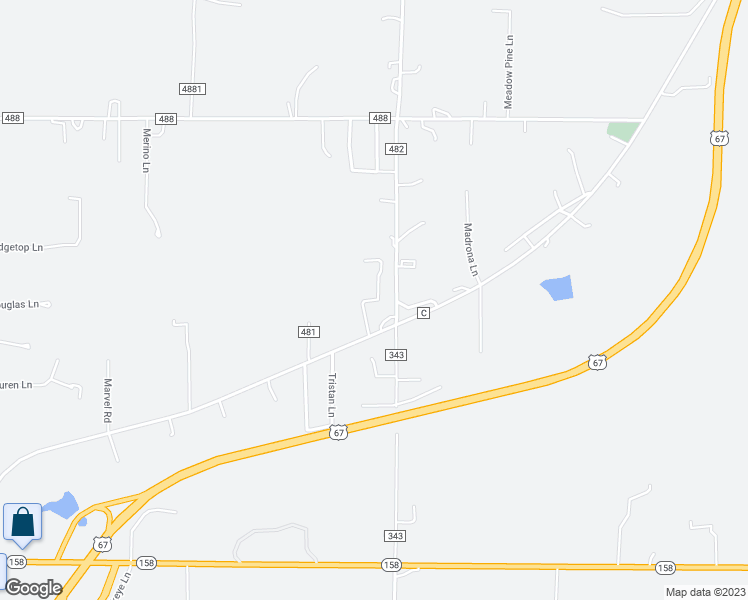 map of restaurants, bars, coffee shops, grocery stores, and more near Shadow Rock Lake Road in Poplar Bluff