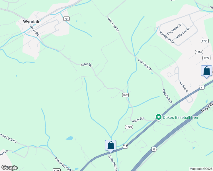 map of restaurants, bars, coffee shops, grocery stores, and more near 19283 Astor Road in Abingdon