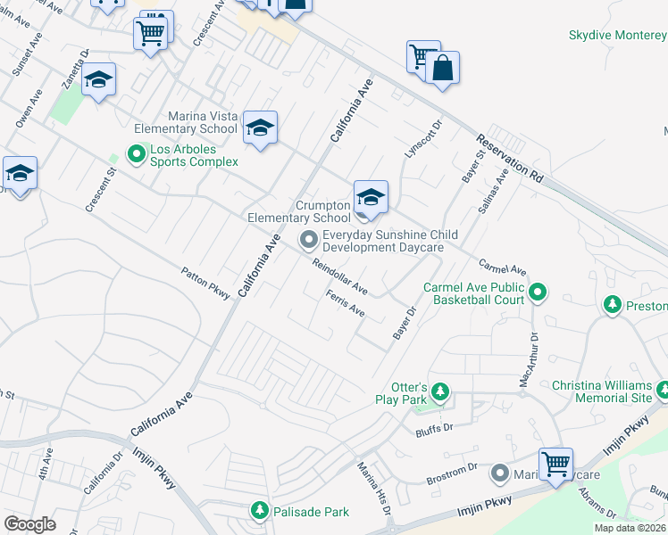 map of restaurants, bars, coffee shops, grocery stores, and more near 3049 Sunrise Circle in Marina