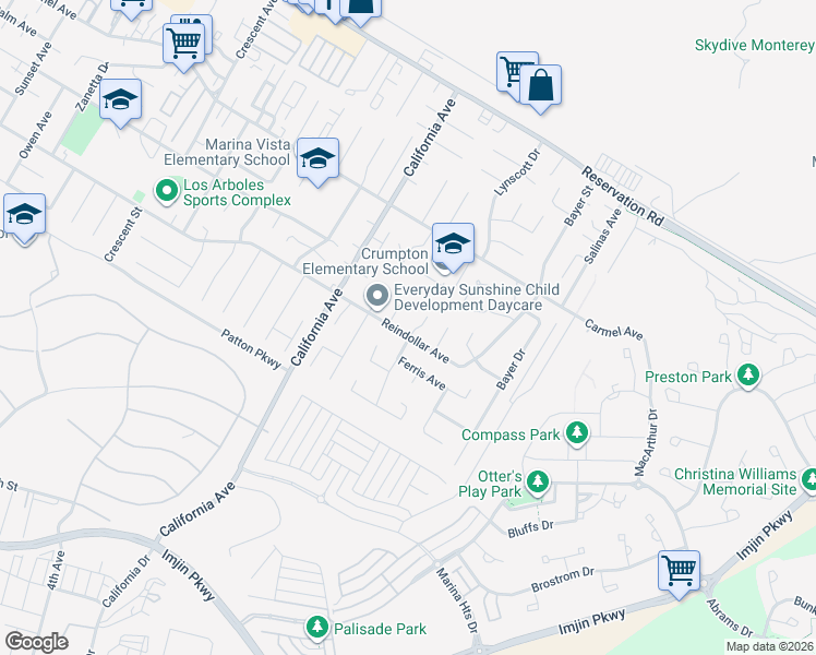 map of restaurants, bars, coffee shops, grocery stores, and more near 3049 Sunrise Circle in Marina