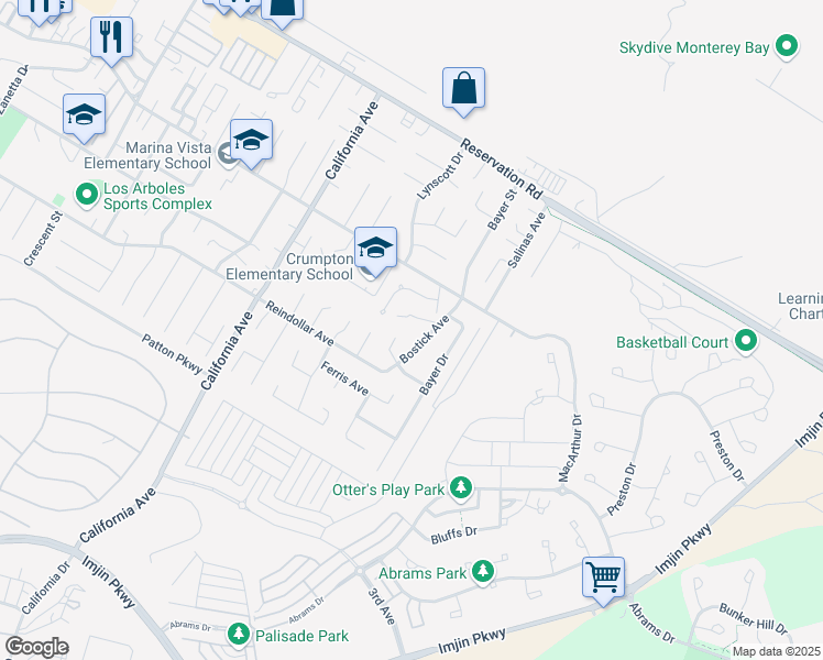 map of restaurants, bars, coffee shops, grocery stores, and more near 486 Alexis Court in Marina