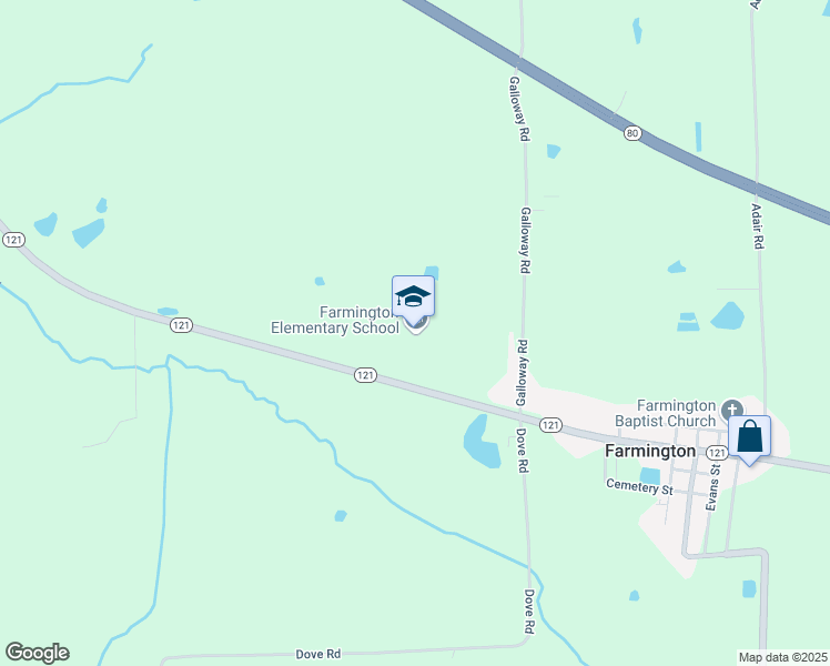 map of restaurants, bars, coffee shops, grocery stores, and more near 7730 Kentucky 121 in Mayfield