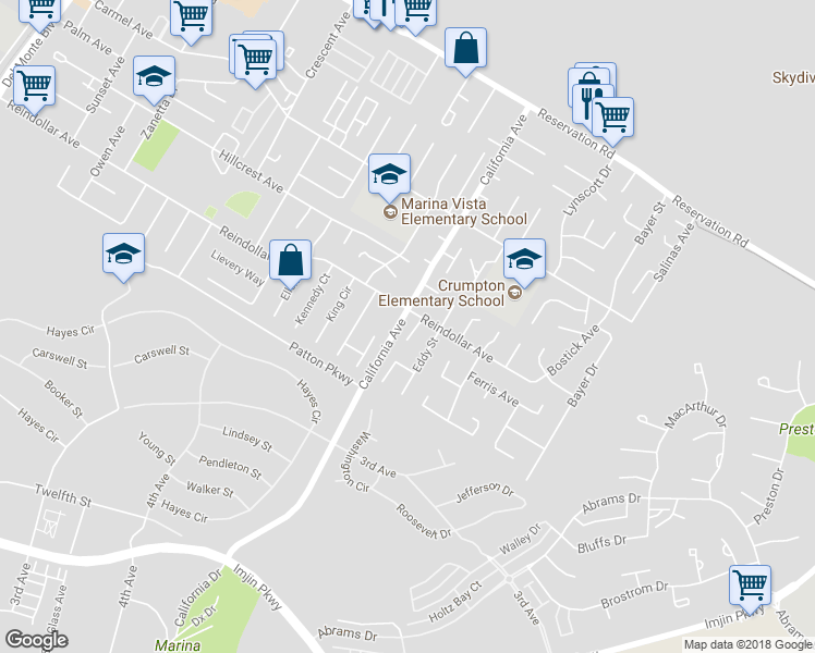 map of restaurants, bars, coffee shops, grocery stores, and more near 3029 Westwood Court in Marina