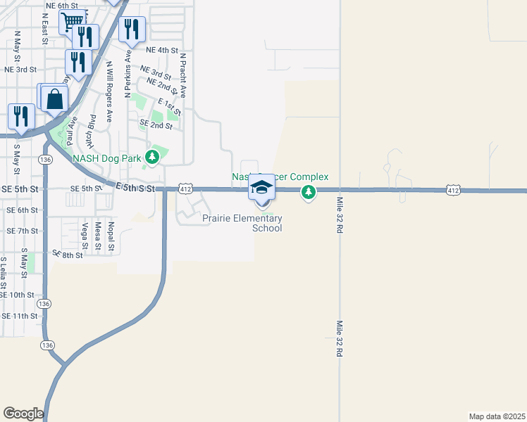 map of restaurants, bars, coffee shops, grocery stores, and more near 1501 Oklahoma 3 in Guymon