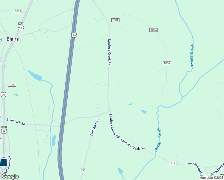 map of restaurants, bars, coffee shops, grocery stores, and more near 1441 Lawless Creek Road in Blairs