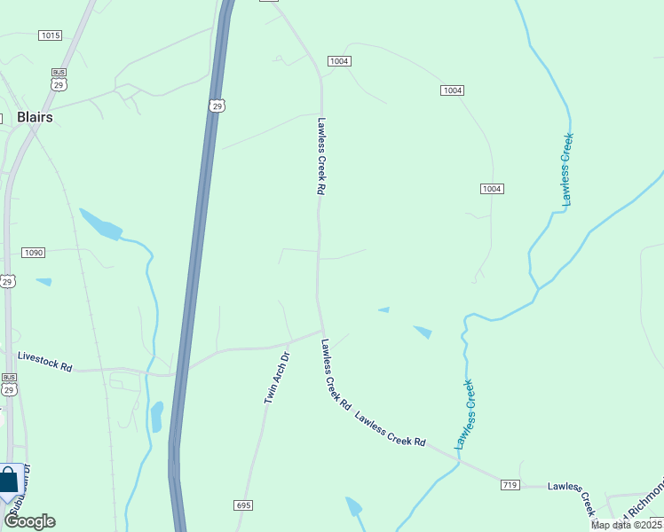 map of restaurants, bars, coffee shops, grocery stores, and more near 1441 Lawless Creek Road in Blairs