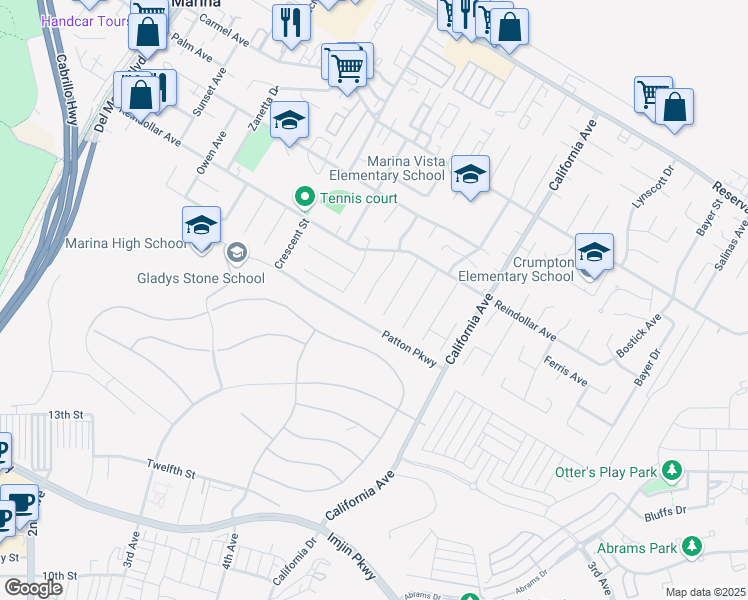 map of restaurants, bars, coffee shops, grocery stores, and more near 3012 Ellen Court in Marina
